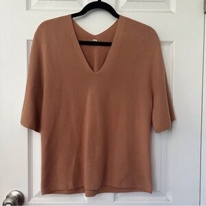 UNIQLO: Brown 3D Knit Cotton Blouse